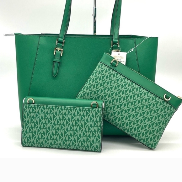 🔹️Michael Kors 🔹️Green Large Charlotte 3 in 1 Convertible Tote Bag ✨️💚 - Picture 5 of 12